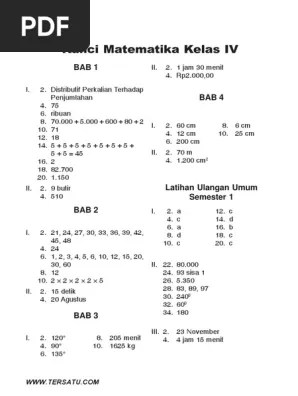 Kunci Jawaban Matematika Kelas 4 Semester 1 | PDF