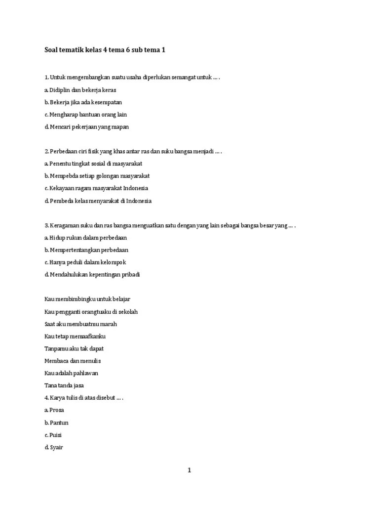 Tanda tempo yang terdapat pada . Soal Tematik Kelas 4 Tema 6 Sub Tema 1