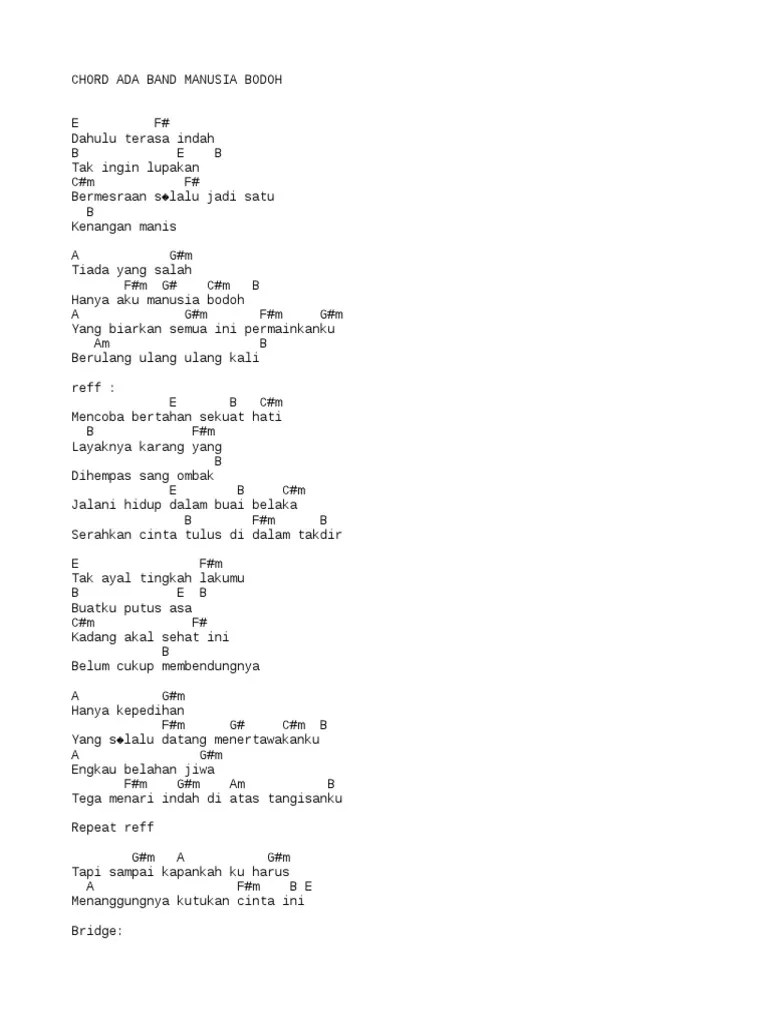 Chord Gitar Terlalu Manis Yang Mudah