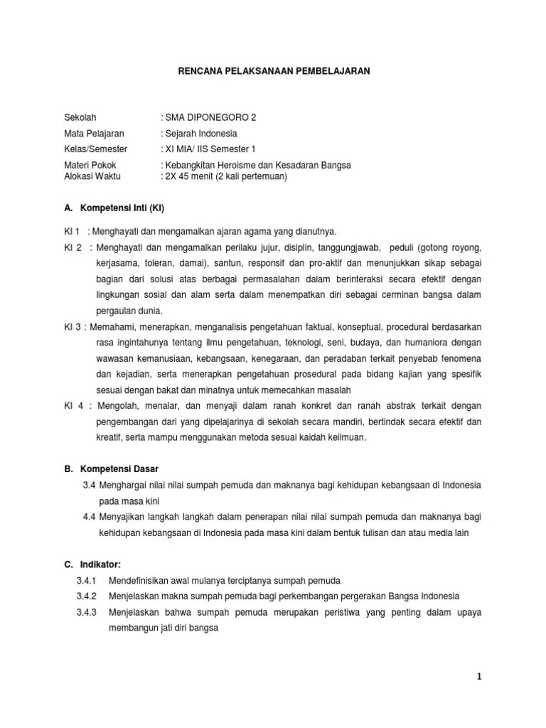 RPP KD 3.4 Sejarah Indonesia | PDF