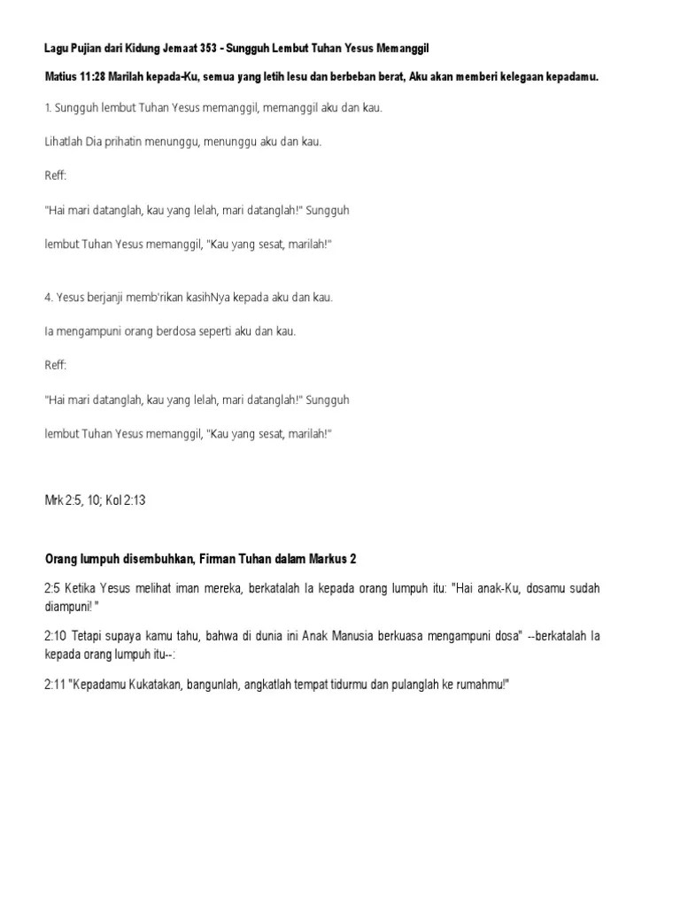 Lagu Pujian Dari Kidung Jemaat 353 | PDF