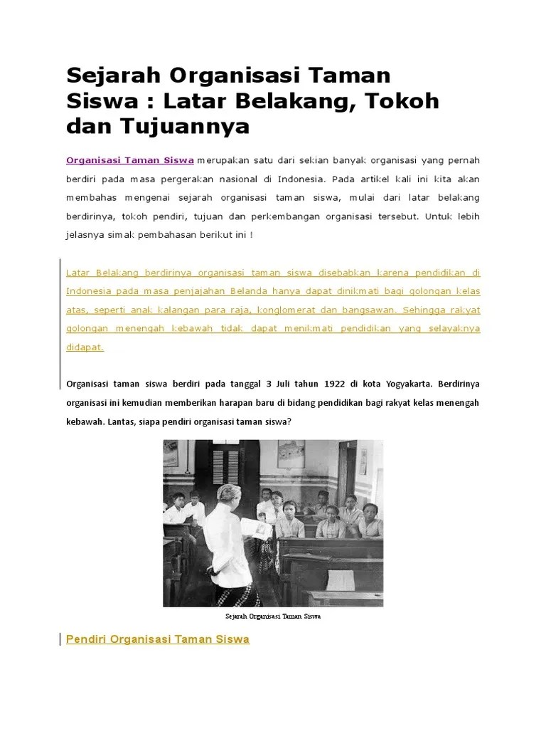 Sejarah Organisasi Taman Siswa | PDF