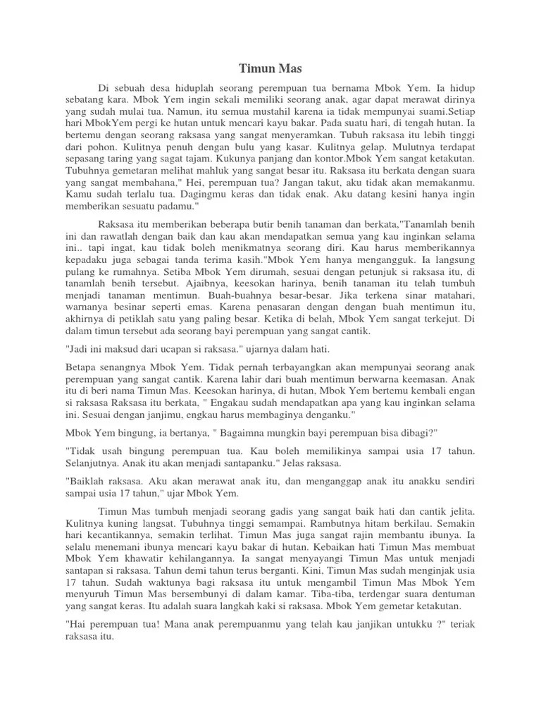 Cerita Rakyat Keong Mas Dalam Bahasa Jawa – Goreng