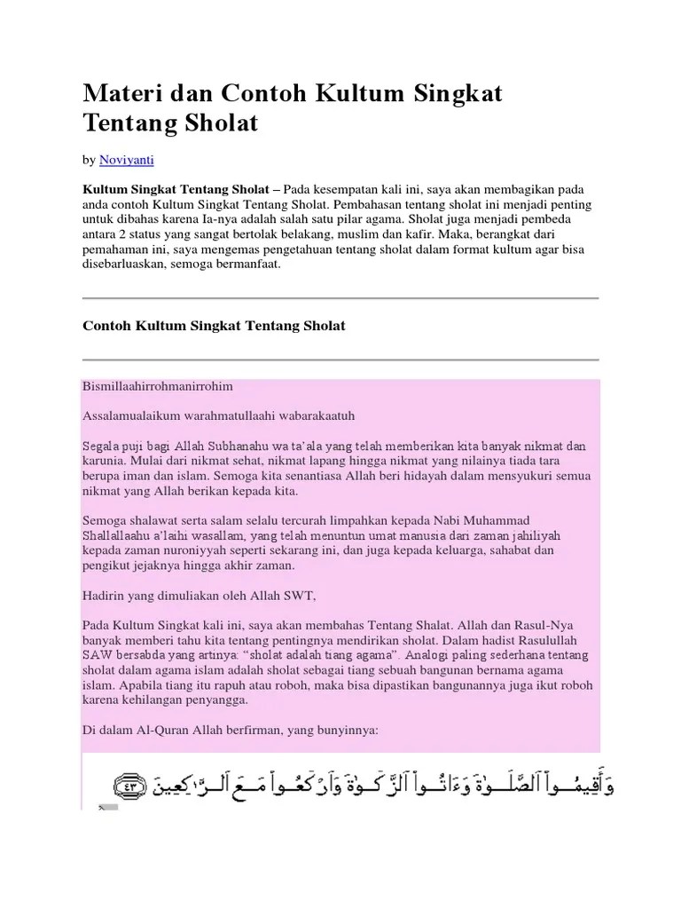 Contoh Kumpulan Kultum Singkat - Mosaicone