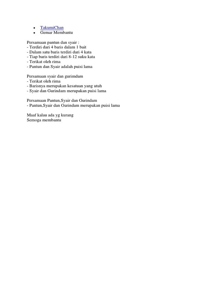 Persamaan Gurindam (Lisa)