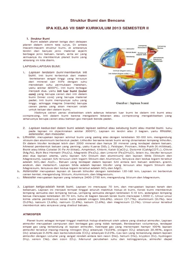 Rangkuman buku ipa kelas 7 semester 2. Ppt Struktur Bumi Dan Dinamikanya Smp Kelas 7