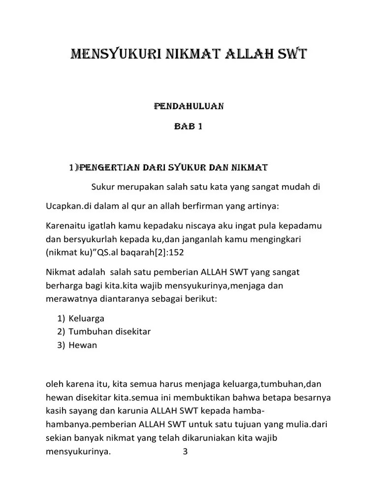 Mensyukuri Nikmat Allah SWT | PDF