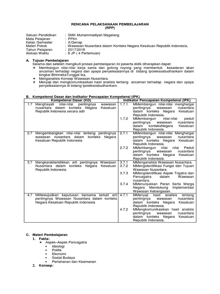 RPP Kls X SMT GNP Wanus DLM Konteks NKRI | PDF