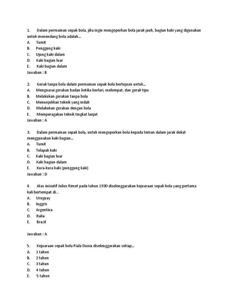 permainan sepak bola tidak pernah lepas dari yang namanya teknik menendang bola. Soal Kls 1 Pdf