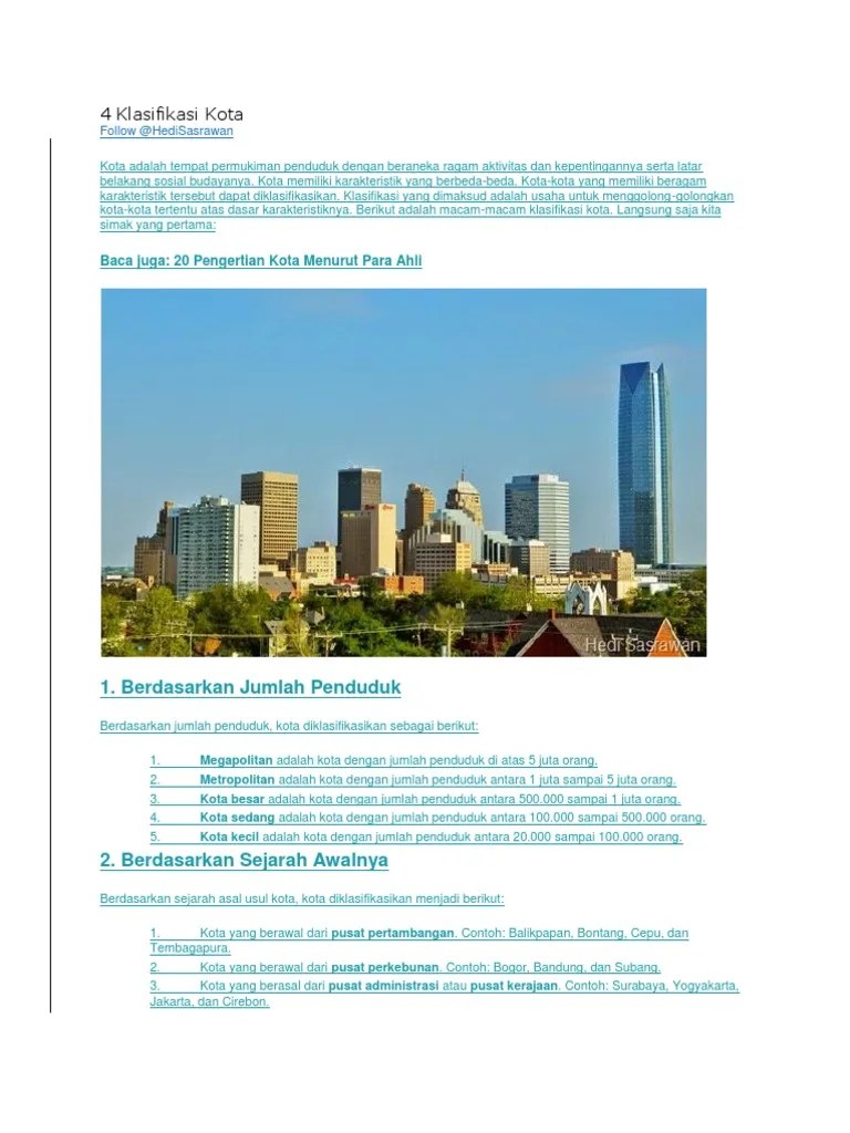 4 Klasifikasi Kota | PDF
