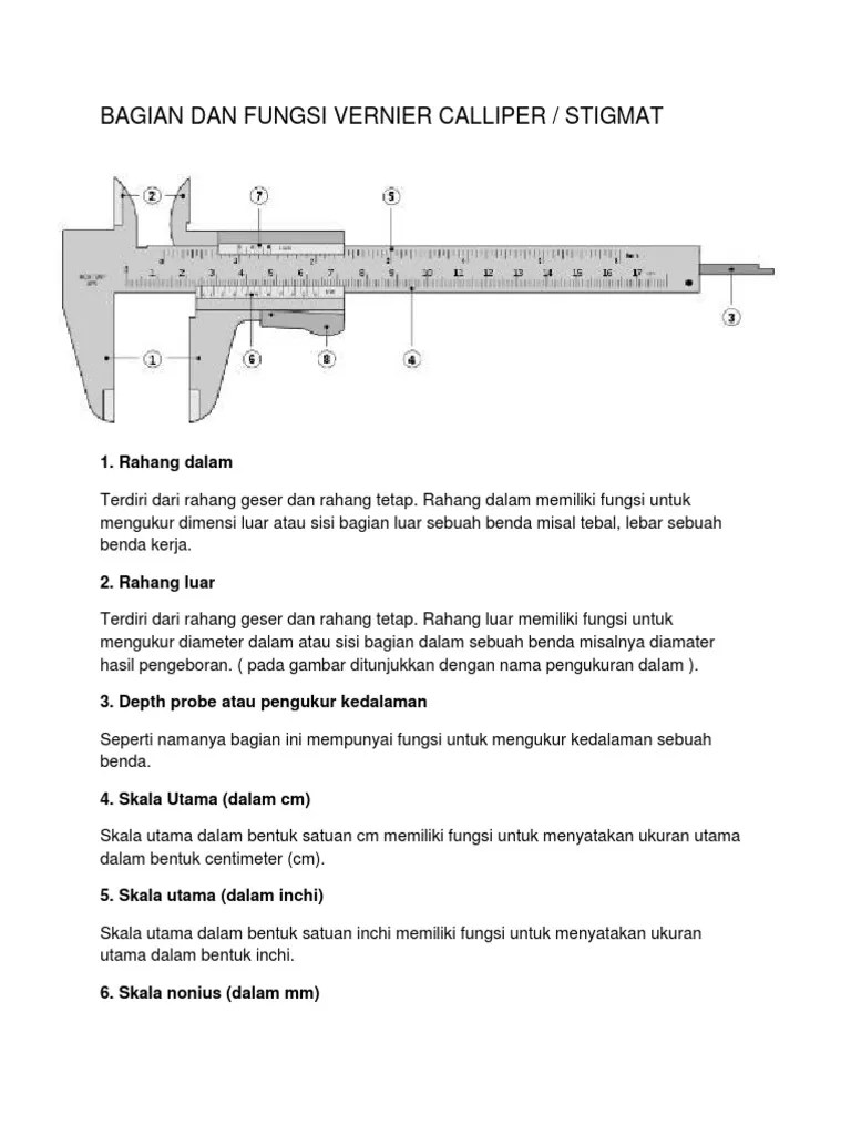 Fungsi Dan Cara Vernier Caliper | PDF
