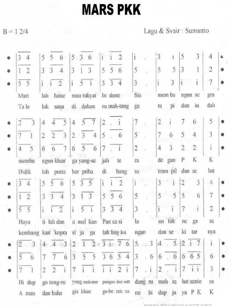Notasi Lagu PKK | PDF
