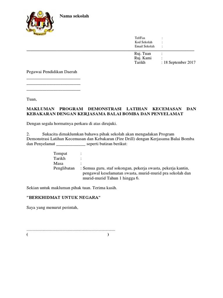 Maka anda bisa menerbitkan surat tanda terima untuk diberikan kepada orang tersebut. Contoh Surat Makluman Aktiviti Kokurikulum Kepada Ibu Bapa Word