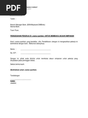 5 contoh surat pengesahan majikan jawatan portal malaysia. Surat Pengesahan Pekerja Membuka Akaun Bank Pdf