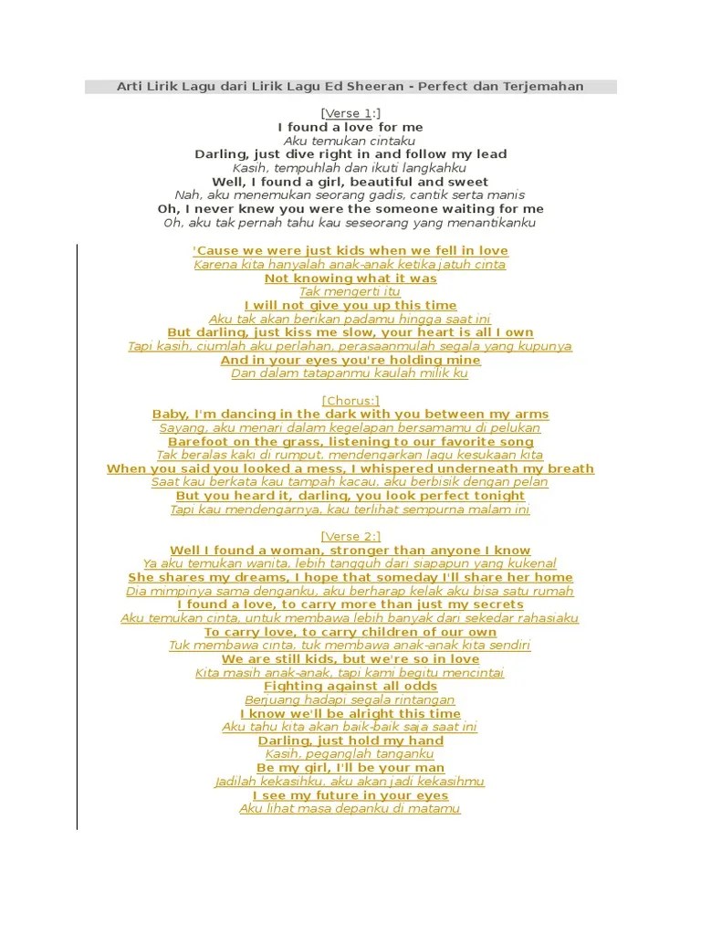 The young grammy winner, who just turned 28, went from struggling singer in england to worldwide se. Arti Lirik Lagu Dari Lirik Lagu Ed Sheeran Pdf