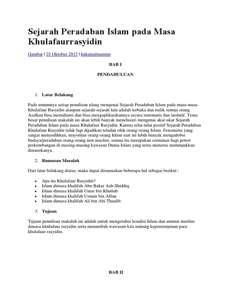 Makalah Sejarah Peradaban Islam Masa Khulafaur Rasyidin - Seputar Sejarah