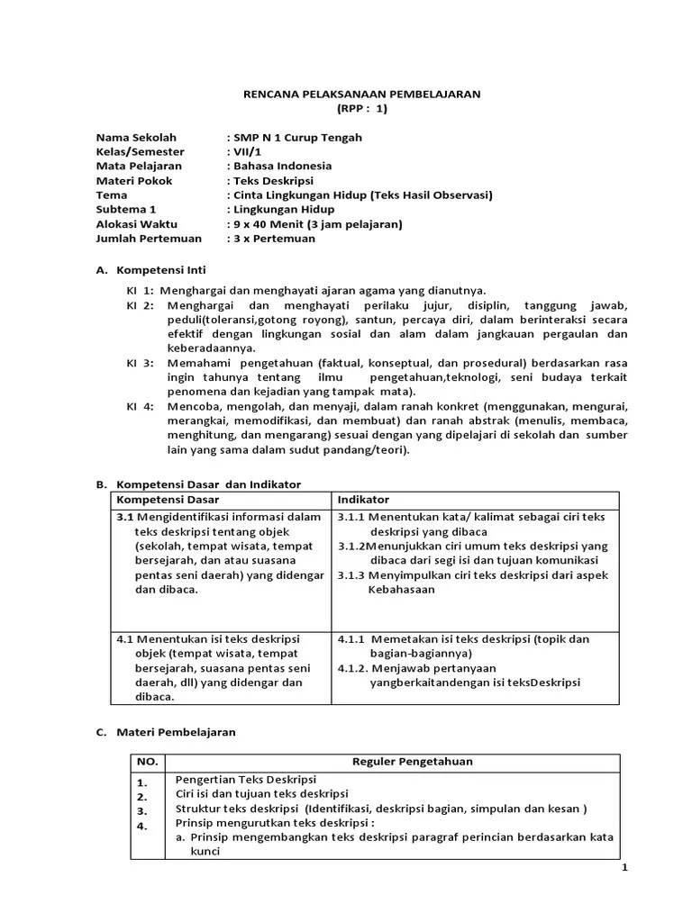 RPP - 7 - K13 Teks Deskripsi Dan Fantasi | PDF