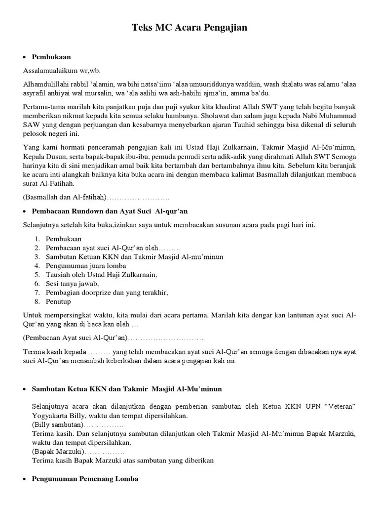 Pembawa Acara Pengajian – Rasanya