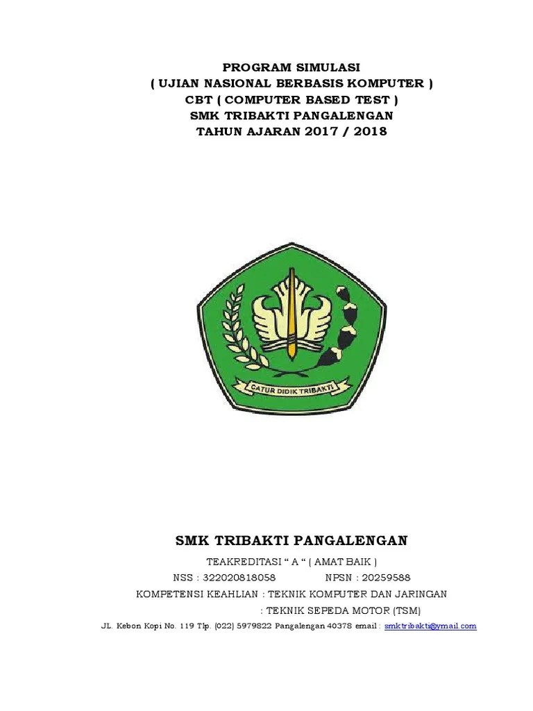 Program Kerja Ujian Simulasi Unbk CBT 20172018 | PDF