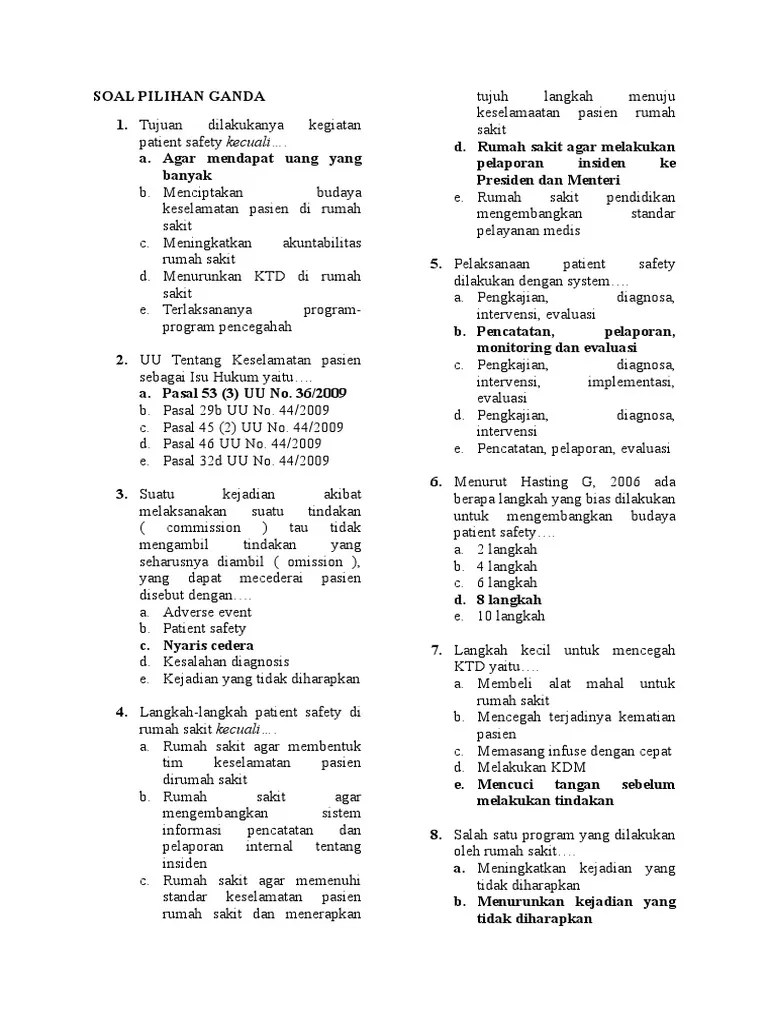 Jci mengeluarkan 6 goals keselamatan pasien (international patient safety goals/ipsg) yang menjadi pegangan (spo) di hampir seluruh rumah . Kumpulan Soal Mps 3 Kelas Pdf