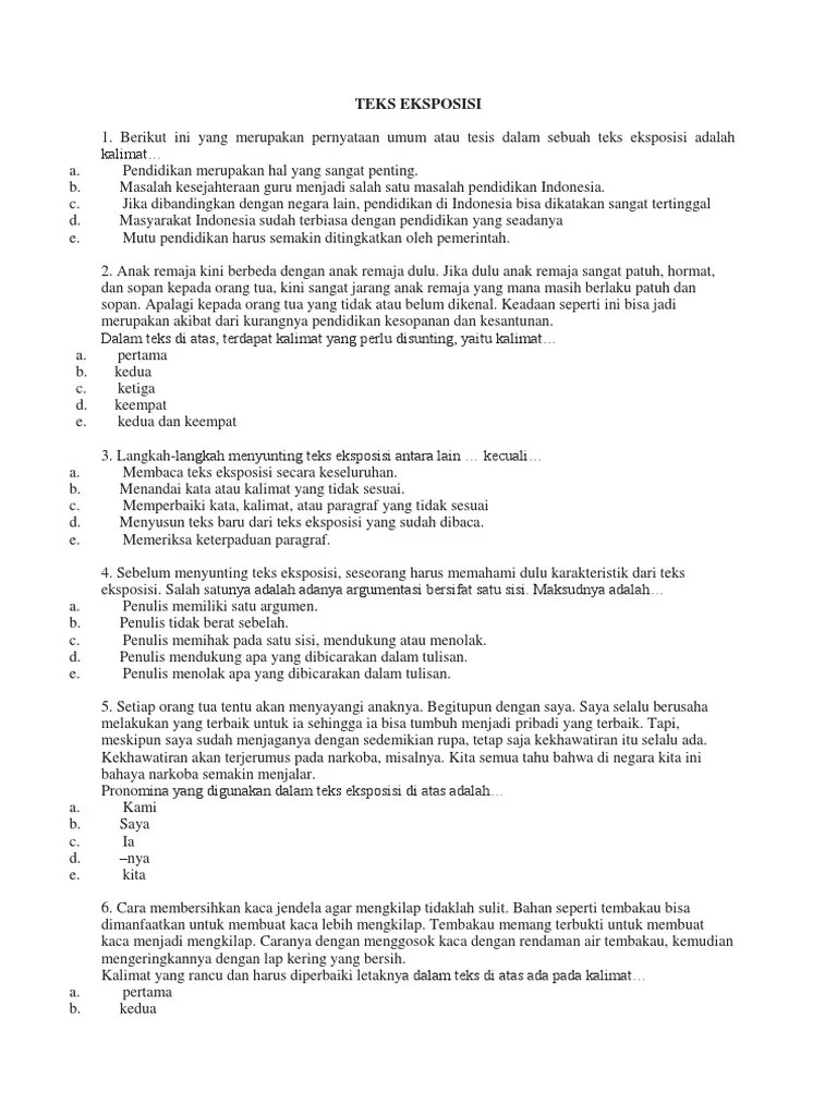 2 日前 contoh soal cerpen pilihan ganda beserta jawabannya kelas 11berikut contoh soal bindonesia kelas 11 semester satu kurikulum 2013 dengan . Contoh Soal Teks Eksposisi Dan Ulasan Pdf