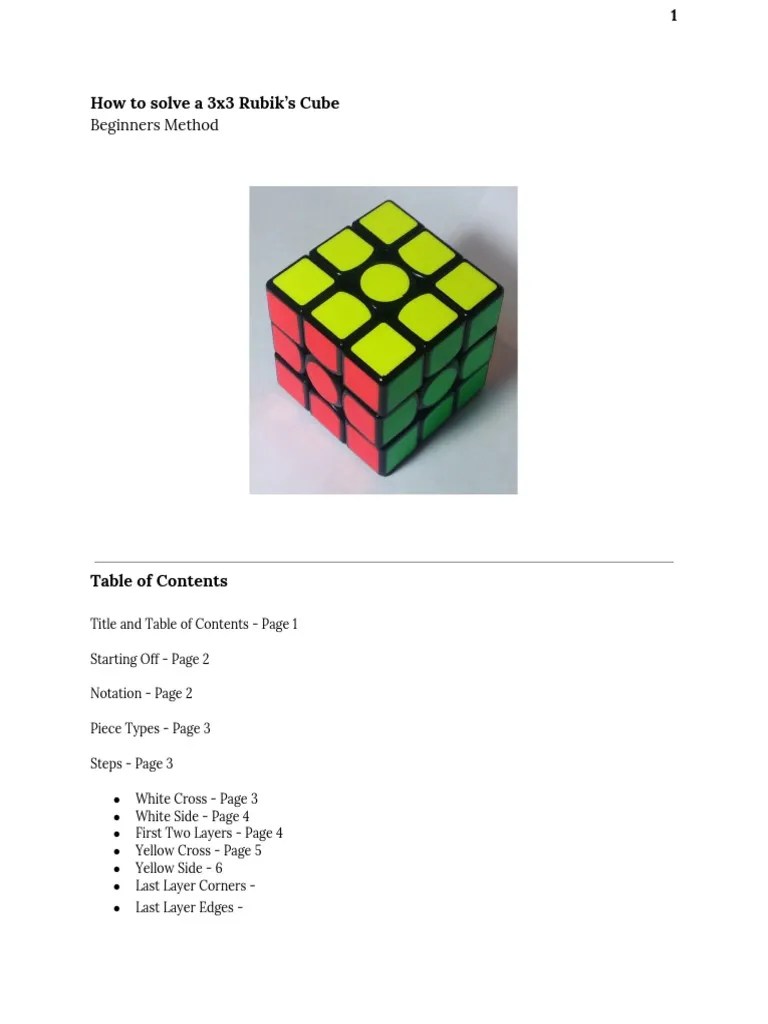 It's a challenging puzzle that can take novices a long time to solve. Rubiks Cube Instructions Pdf Teaching Mathematics