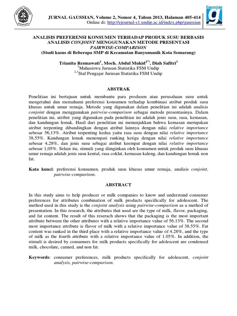 Jurnal Konjoin Susu Kental Manis | PDF
