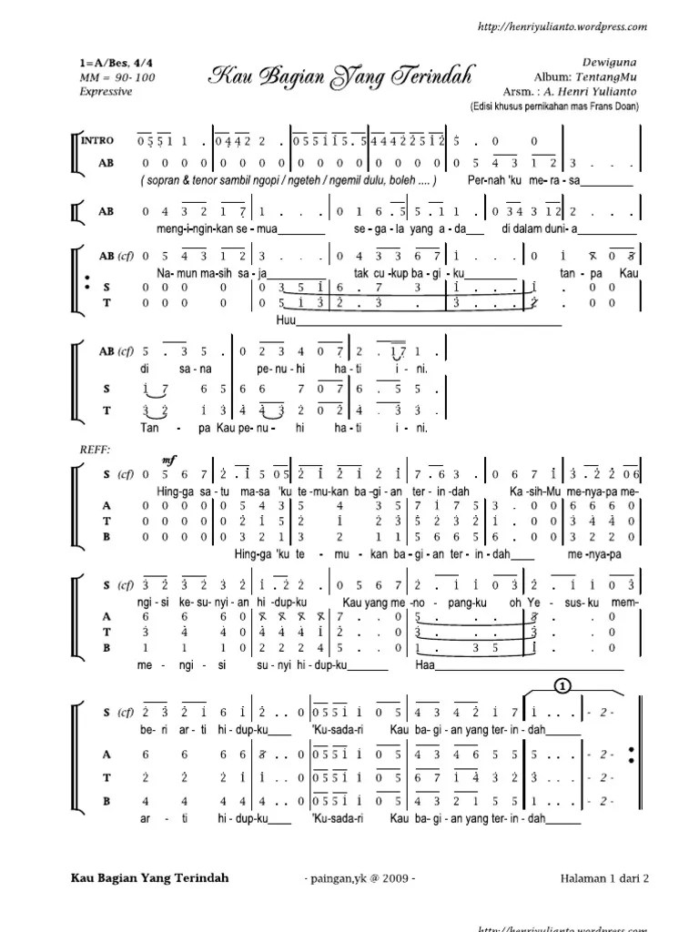 Lirik Lagu Rohani Kau Bagian Yang Terindah