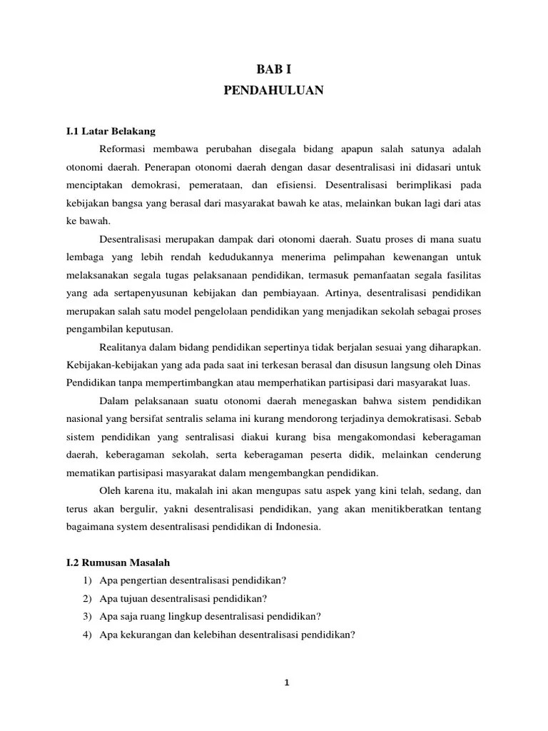 Makalah Desentralisasi Pendidikan | PDF
