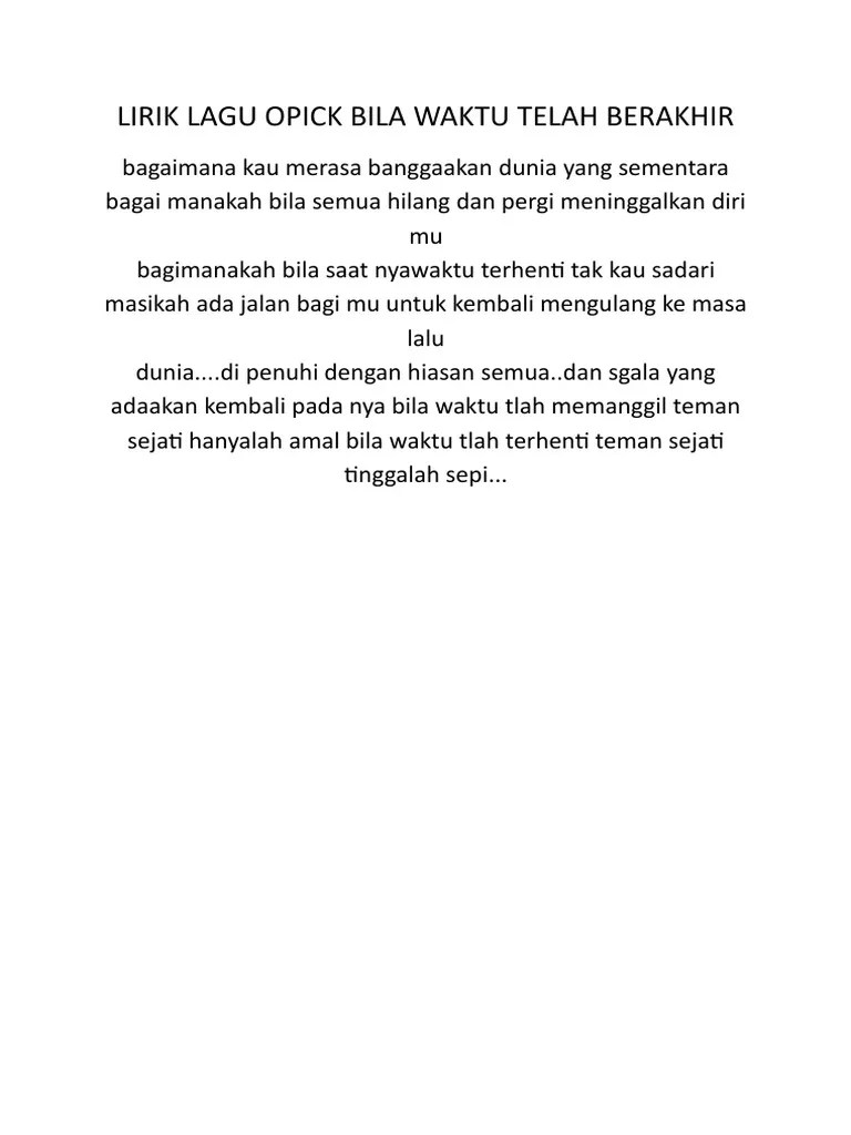 Lirik Lagu Opick Bila Waktu Telah Berakhir | PDF