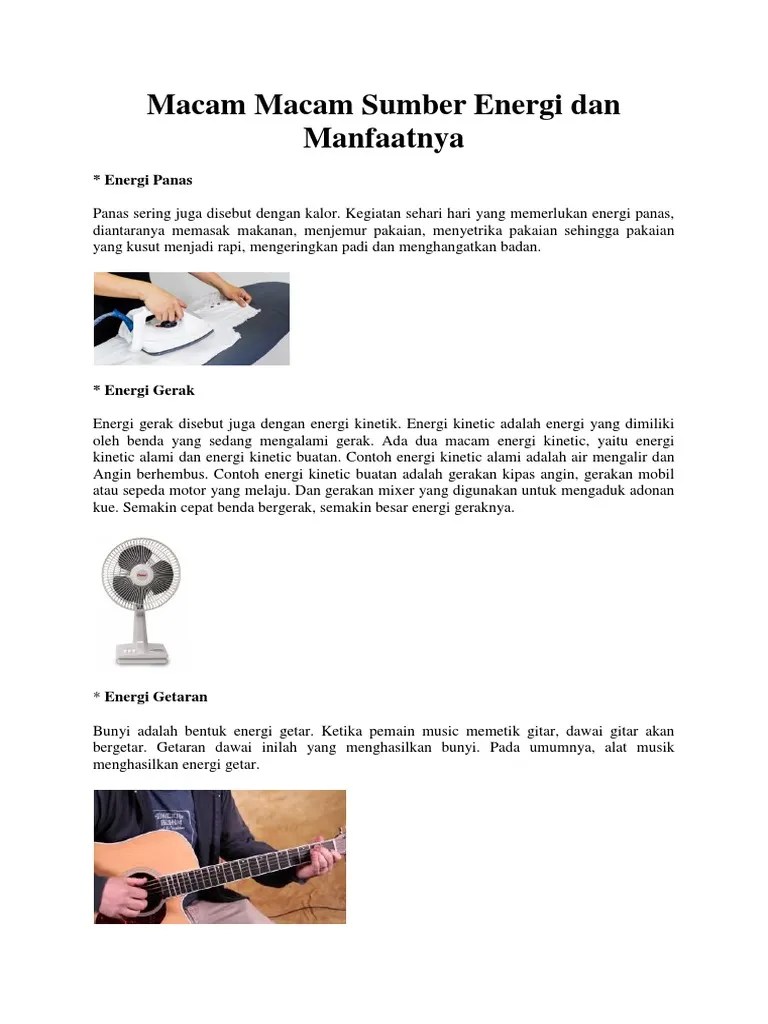Macam Macam Sumber Energi Dan Manfaatnya | PDF