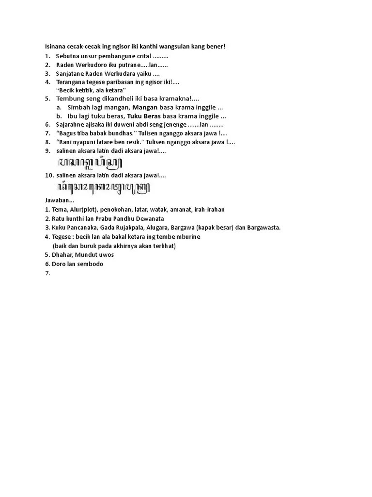 Tulisen huruf jawa sako ho temeka ngo kanti urut lan bener . Soal Bahasa Jawa Mid Sem Genap Kelas X Pdf