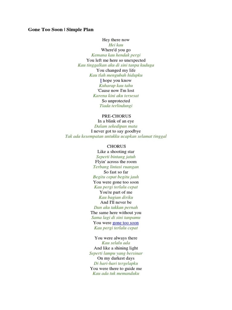 Gone Too Soon - Simple Plan