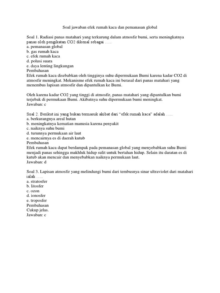 Soal Pemanasan Global Kelas 7