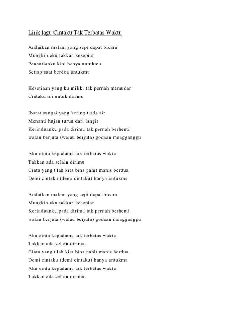 Menanti hujan turun dari langit. Lirik Lagu Cintaku Tak Terbatas Waktu Pdf