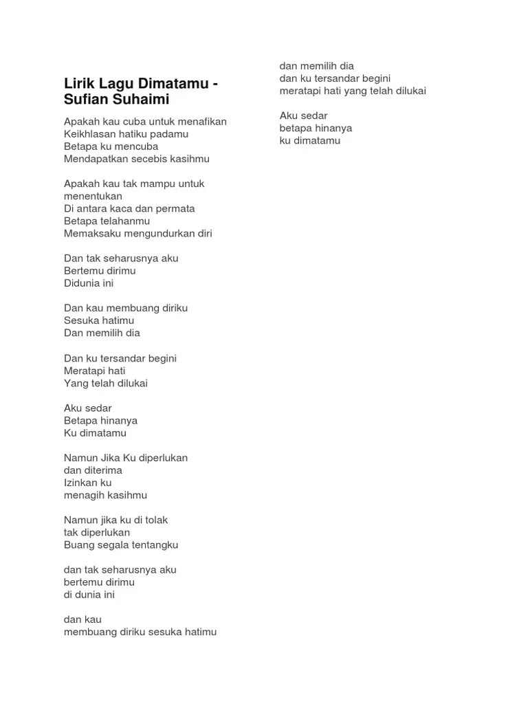 Lirik Lagu Dan Kunci Gitar Dan Tak Seharusnya Aku Bertemu Dirimu