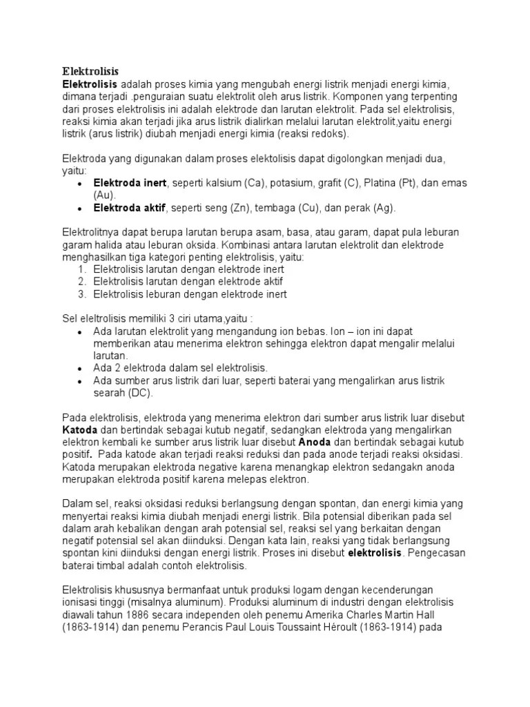 Elektrolisis | PDF