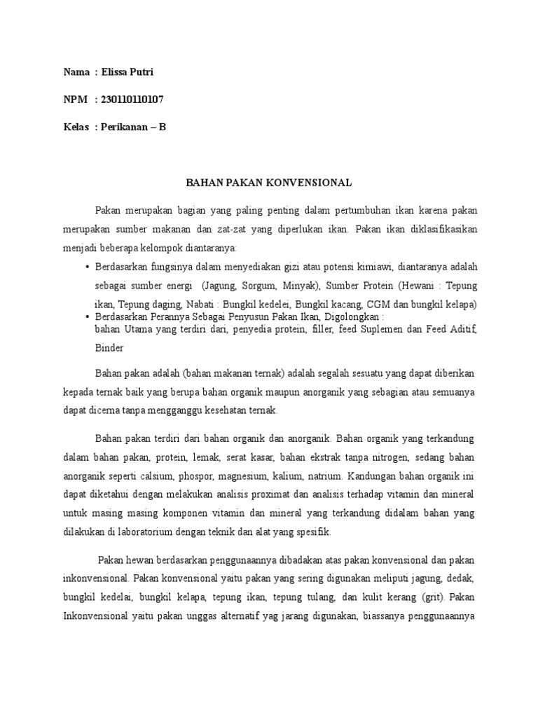 Bahan pakan sumber protein, 10 jenis dapat di produksi sendiri oleh sapi. Pakan Konvensional Pdf