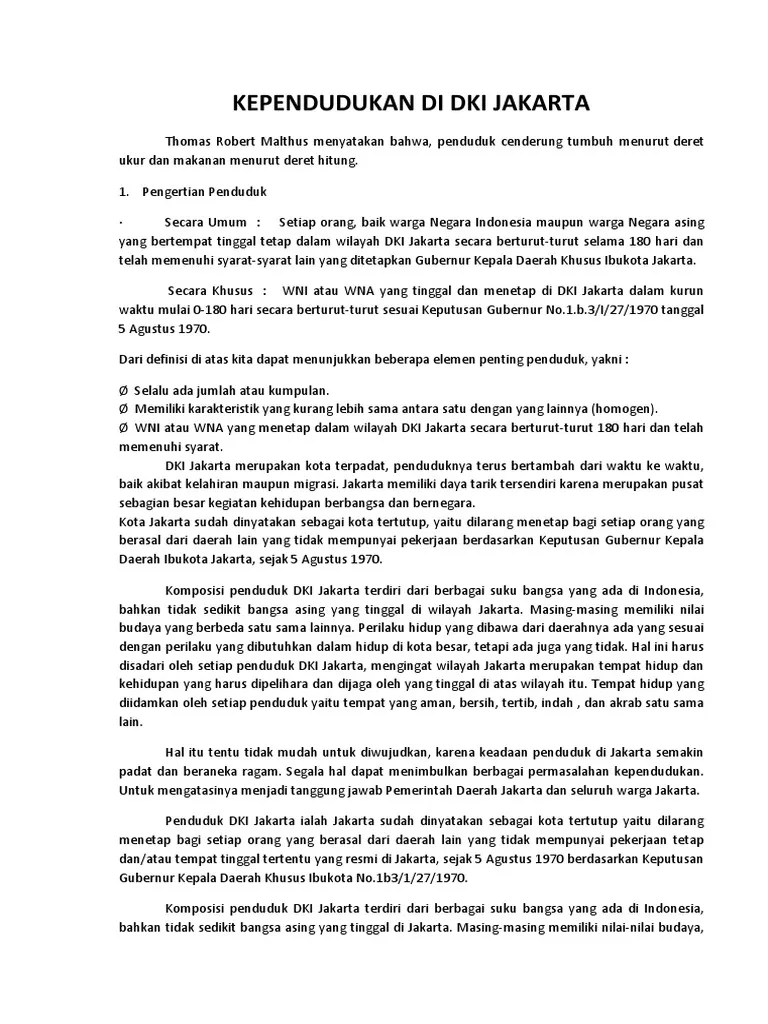 Kependudukan Di DKI Jakarta | PDF