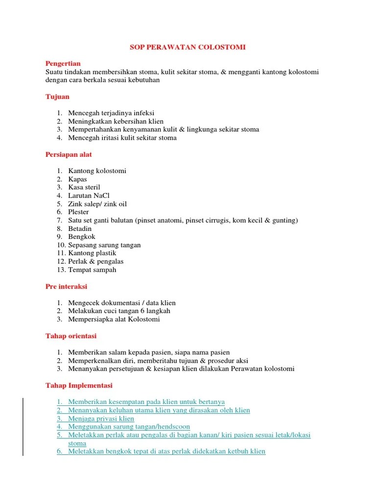 Check spelling or type a new query. Sop Perawatan Colostomi