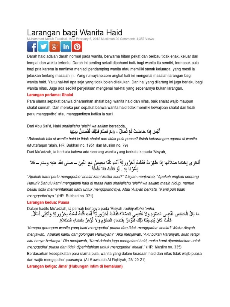 Hadits Bukhari Tentang Wanita Haid - Gambar Islami