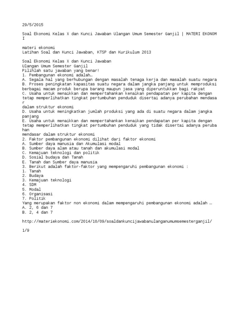Soal matematika kelas 10 dan pembahasannya kurimkulum 2013. Kunci Jawaban Ekonomi Kelas 10 Kurikulum 2013 Rasanya