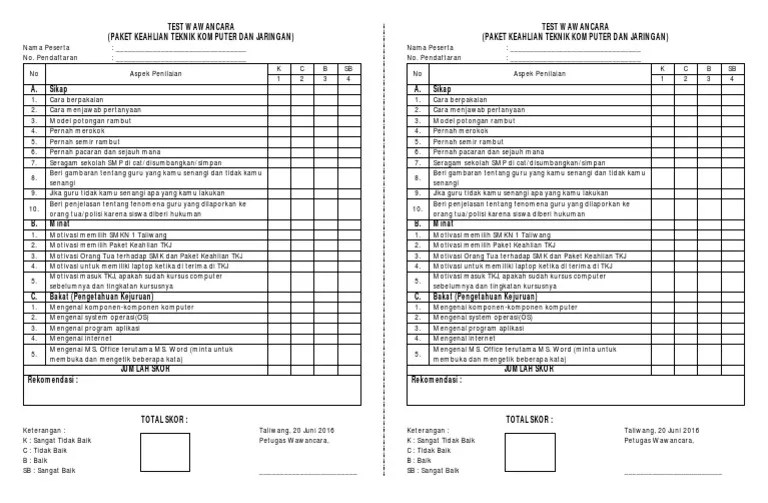 Contoh soal tes tertulis seleksi cpns atau tenaga non pns sumber. Tes Wawancara Masuk Smk Jurusan Tkj Foto Modis