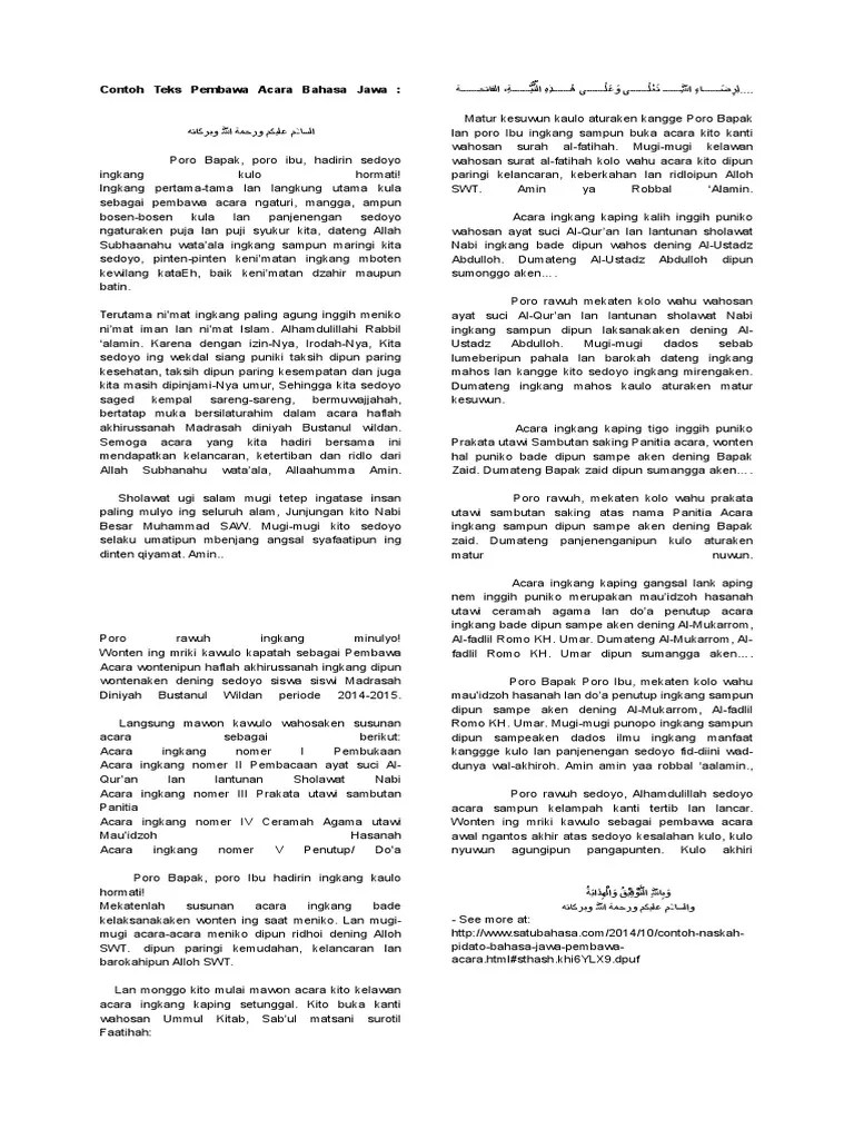 Selain contoh teks di atas kita juga bisa meniru pembawa acara yang paling bagus yang ada di kampung kita dengan cara merekamnya dengan . Kumpulan Contoh Mc Pengajian Bahasa Jawa Kumpulan Contoh Teks Mc