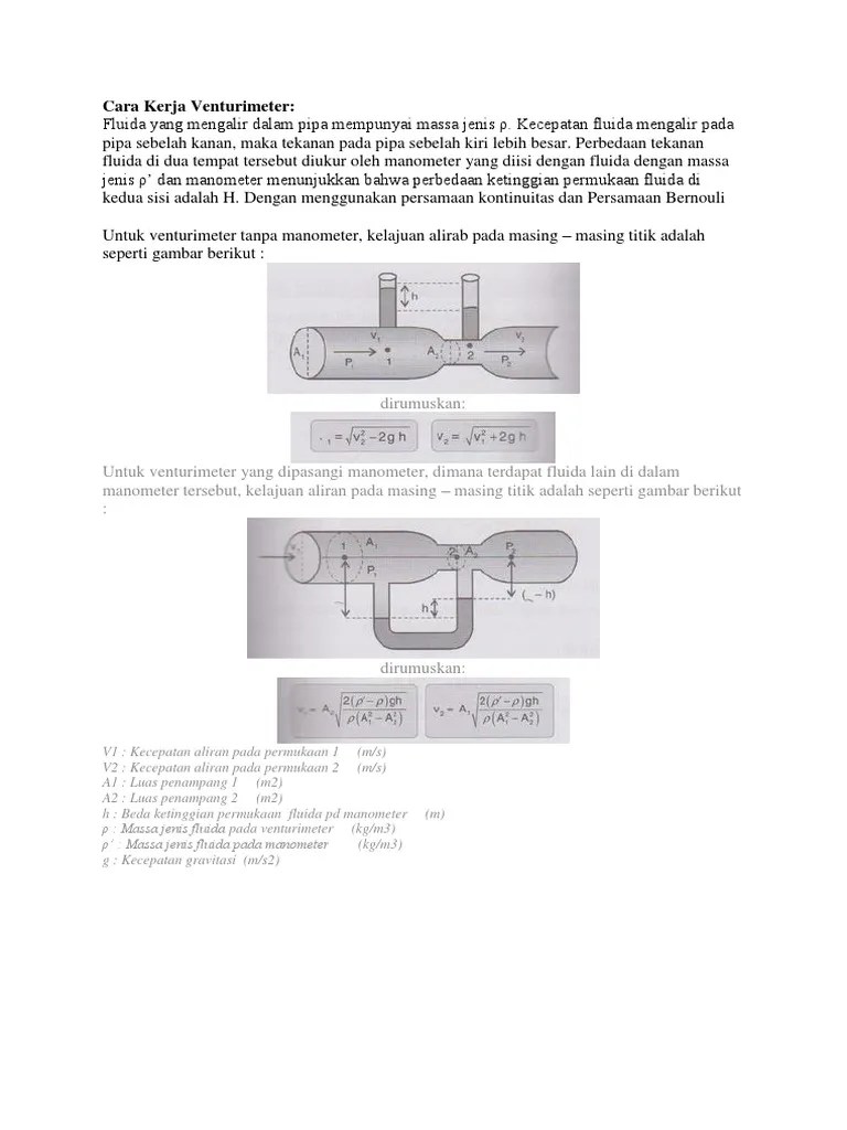 Cara Kerja Venturimeter | PDF