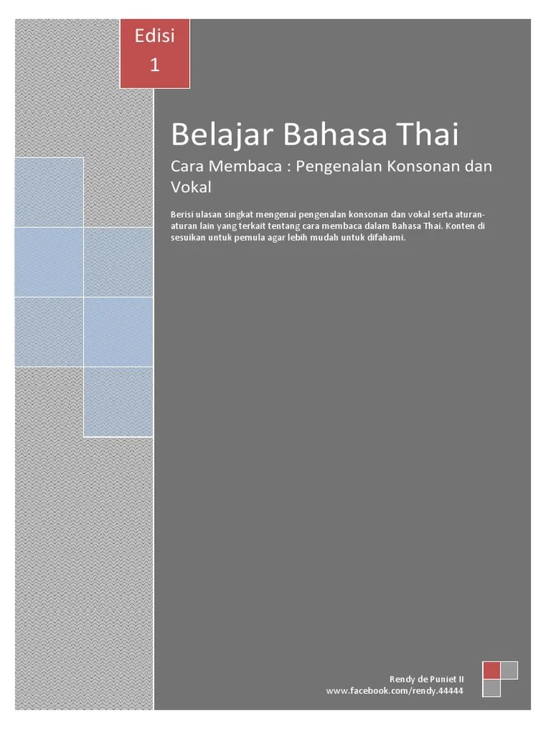 920 - Belajar Bahasa Thai by Rendy - 1 Pengenalan K &amp; V | PDF