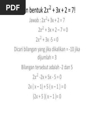 Faktorkan Bentuk 2x2 + 3x + 2 | PDF
