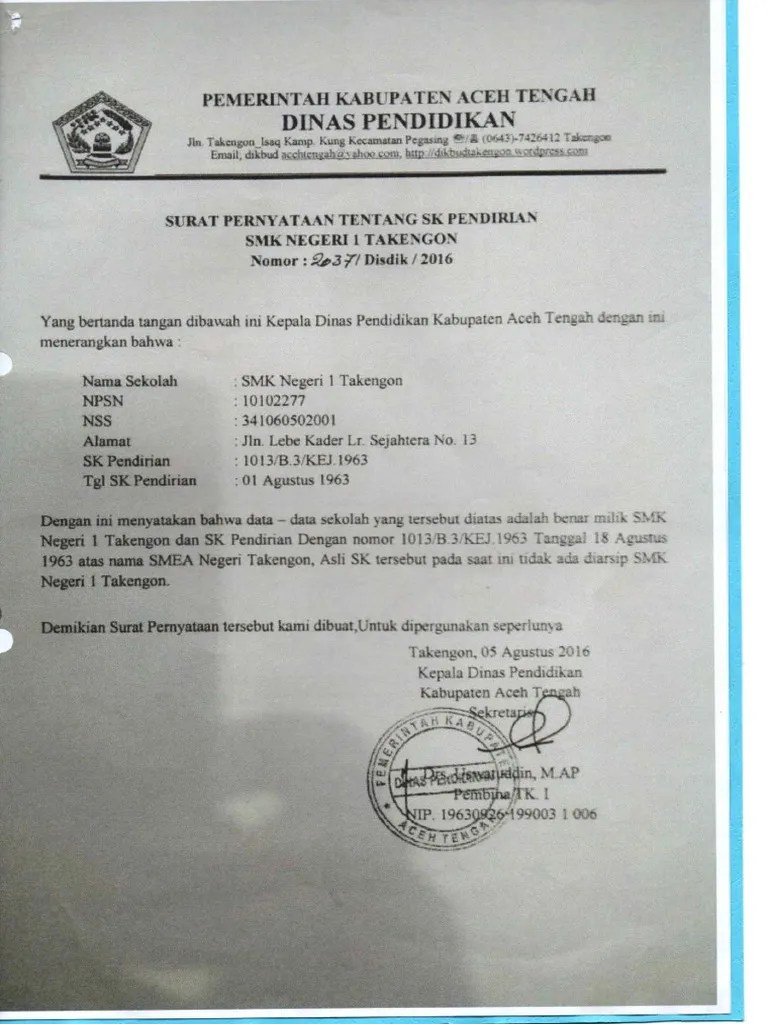 Surat keputusan yayasan pengangkatan kepala sekolah; . Sk Pendirian Sekolah Pdf