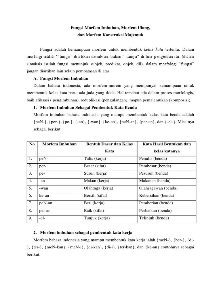 Fungsi Morfem Imbuhan | PDF
