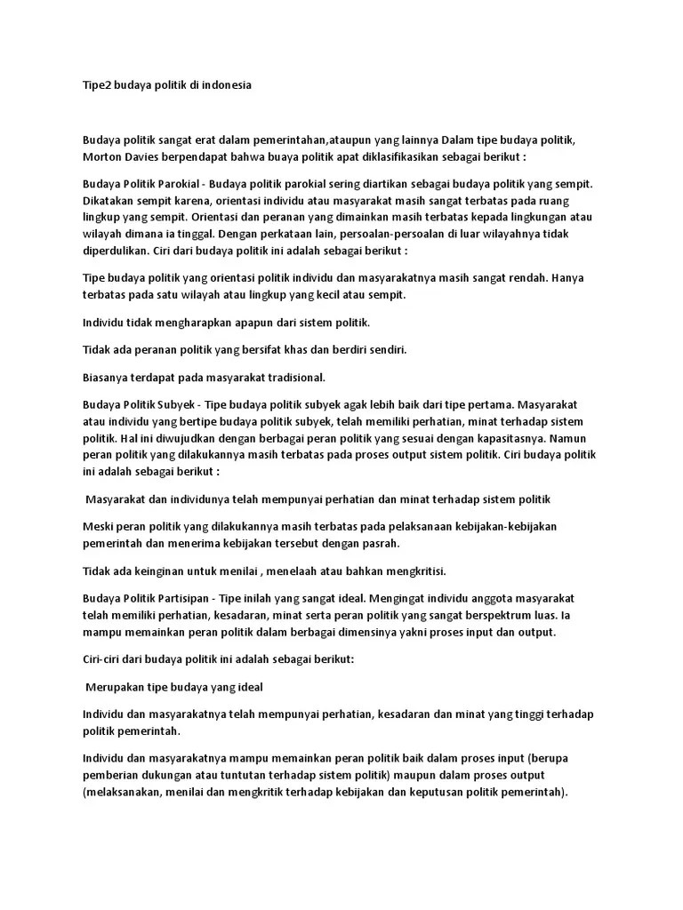 Tipe2 Budaya Politik Di Indonesia | PDF